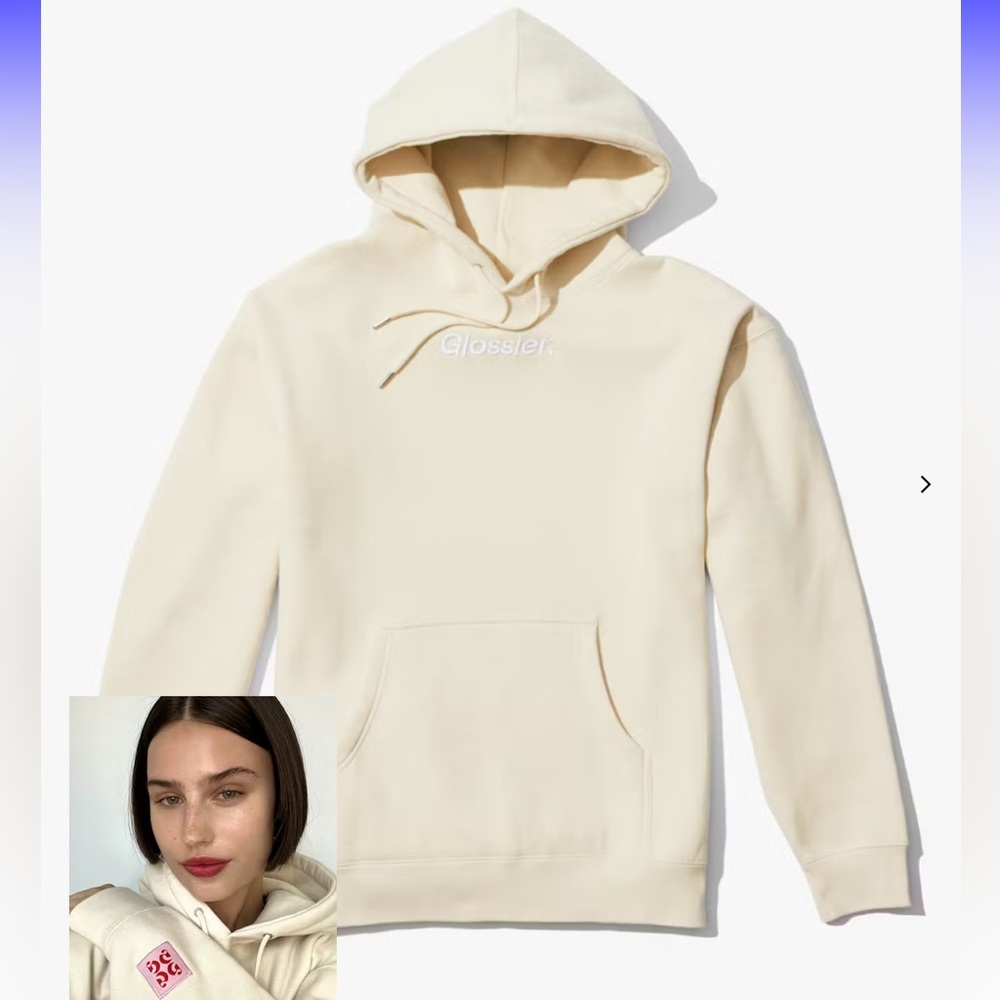Glossier Limited Edition Embroidered Cream Hoodie
